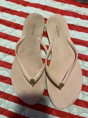 Tory Burch Blush Pink Logo Flip Flop Sandals